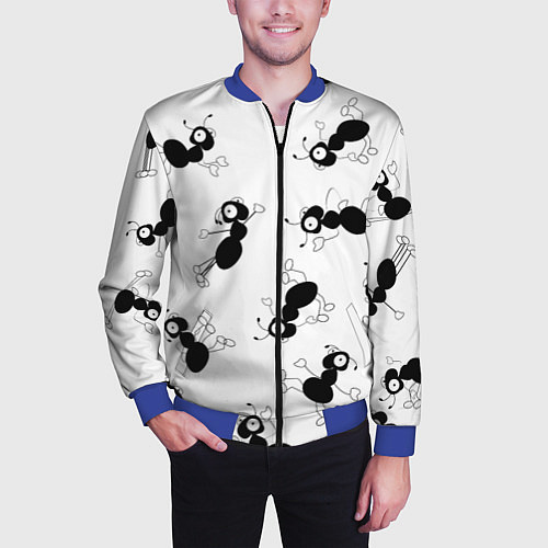 Мужской бомбер Муравьи / 3D-Синий – фото 3