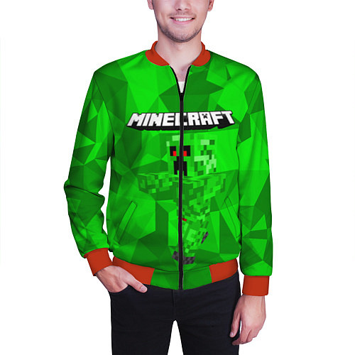 Мужской бомбер Minecraft / 3D-Красный – фото 3