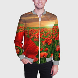 Бомбер мужской Красный мак на закате, цвет: 3D-меланж — фото 2