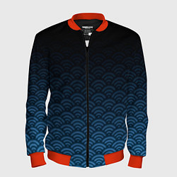 Бомбер мужской Узор круги темный синий, цвет: 3D-красный