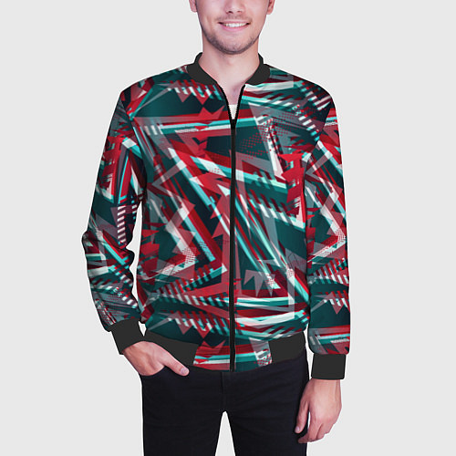 Мужской бомбер Glitch микс / 3D-Черный – фото 3