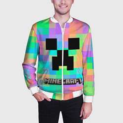 Бомбер мужской Minecraft, цвет: 3D-белый — фото 2