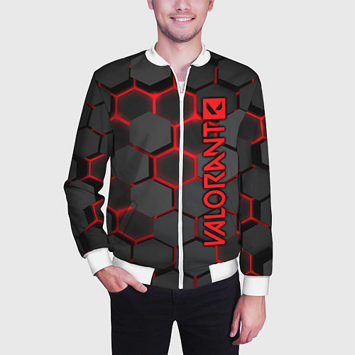Мужской бомбер Valorant / 3D-Белый – фото 3