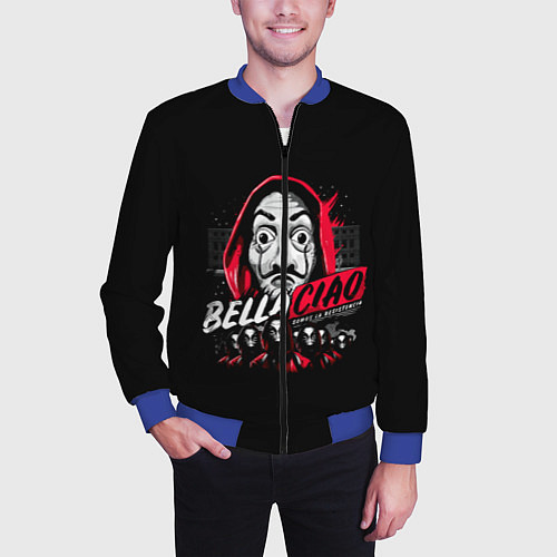 Мужской бомбер БУМАЖНЫЙ ДОМ / 3D-Синий – фото 3