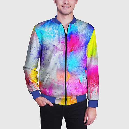 Мужской бомбер НЕОНОВЫЕ ПОТЕРТОСТИ / 3D-Синий – фото 3