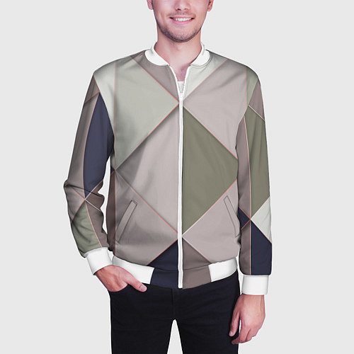 Мужской бомбер Треугольники / 3D-Белый – фото 3