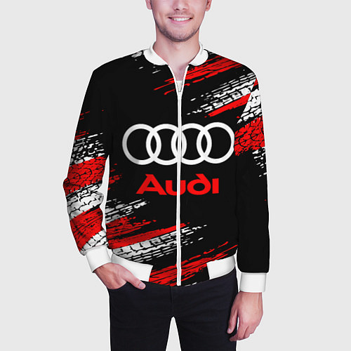 Мужской бомбер AUDI / 3D-Белый – фото 3