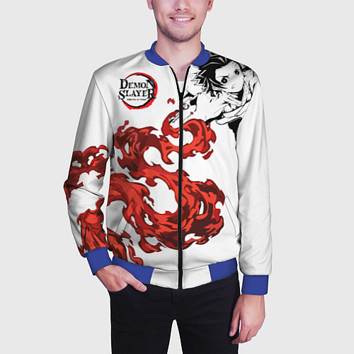 Мужской бомбер Клинок, рассекающий демонов / 3D-Синий – фото 3