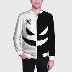 Бомбер мужской Черно-белая улыбка, BlackHorse, цвет: 3D-белый — фото 2