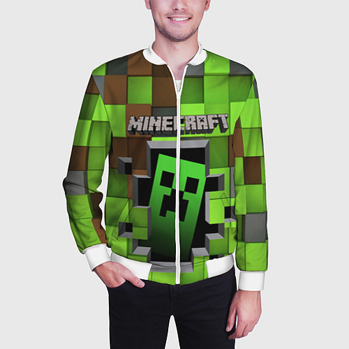 Мужской бомбер Minecraft / 3D-Белый – фото 3