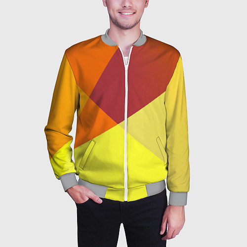Мужской бомбер Оранжевые углы / 3D-Меланж – фото 3