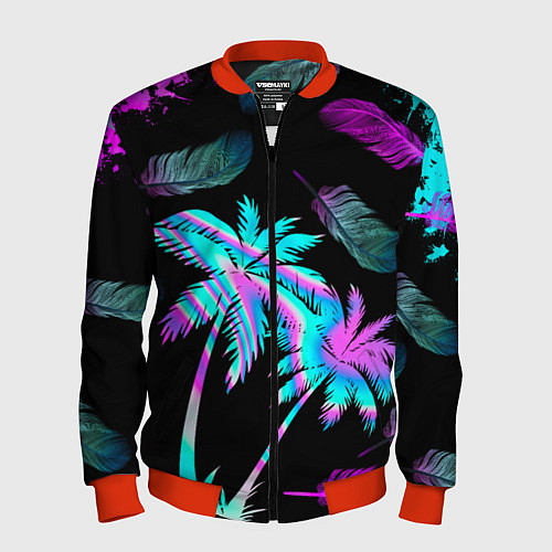 Мужской бомбер Неоновое лето / 3D-Красный – фото 1