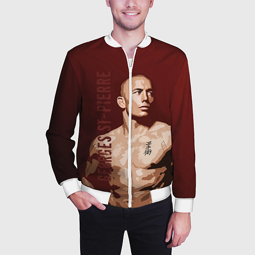 Мужской бомбер Жорж Сен-Пьер / 3D-Белый – фото 3
