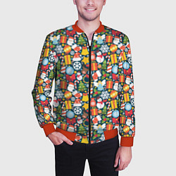 Бомбер мужской Новый Год, цвет: 3D-красный — фото 2