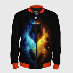 Бомбер мужской Волки в огне, цвет: 3D-красный