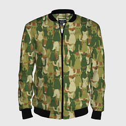 Бомбер мужской Камуфляж из котов, цвет: 3D-черный