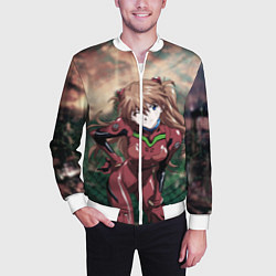 Бомбер мужской Аска Евангелион, цвет: 3D-белый — фото 2