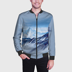 Бомбер мужской Серо-голубые горы, цвет: 3D-черный — фото 2
