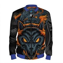 Бомбер мужской Волк и дракон, цвет: 3D-синий