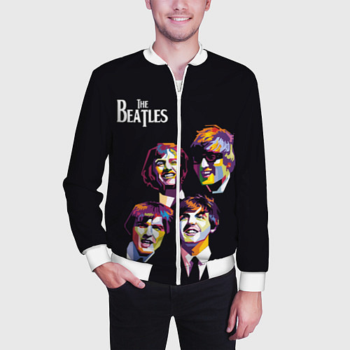 Мужской бомбер The Beatles / 3D-Белый – фото 3
