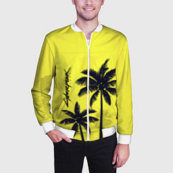 Бомбер мужской Cyberpunk 2077 - Пальмы, цвет: 3D-белый — фото 2