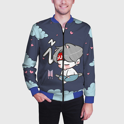 Мужской бомбер BTS Sleep / 3D-Синий – фото 3