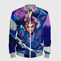 Бомбер мужской Танджиро камадо Клинок Демонов, цвет: 3D-меланж