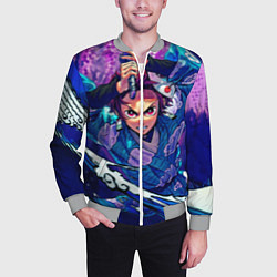 Бомбер мужской Танджиро камадо Клинок Демонов, цвет: 3D-меланж — фото 2