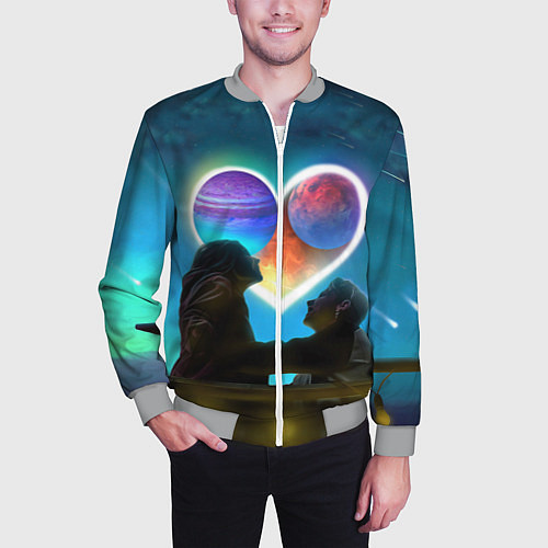 Мужской бомбер Ваня Дмитриенко Венера-Юпитер / 3D-Меланж – фото 3