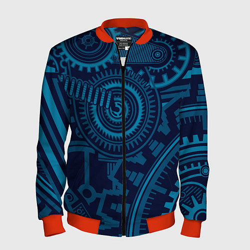 Мужской бомбер Steampunk Mechanic Blue / 3D-Красный – фото 1