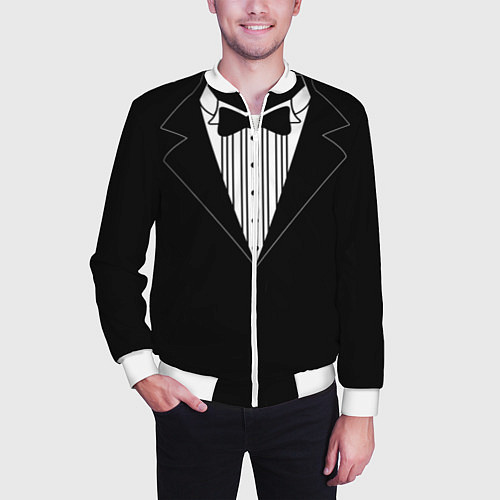 Мужской бомбер Смокинг 2 / 3D-Белый – фото 3