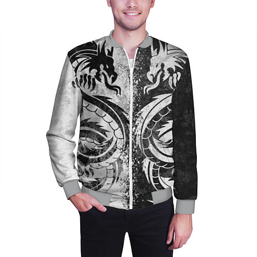 Мужской бомбер ДРАКОНЫ DRAGONS / 3D-Меланж – фото 3