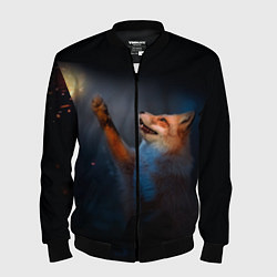Бомбер мужской Лиса и огонек, цвет: 3D-черный