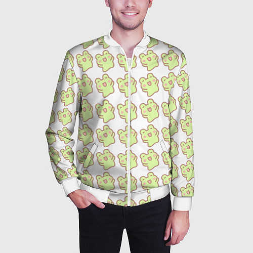 Мужской бомбер Счастливые лягушки / 3D-Белый – фото 3