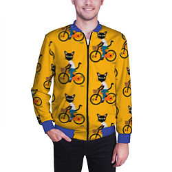 Бомбер мужской Котики на велосипедах, цвет: 3D-синий — фото 2