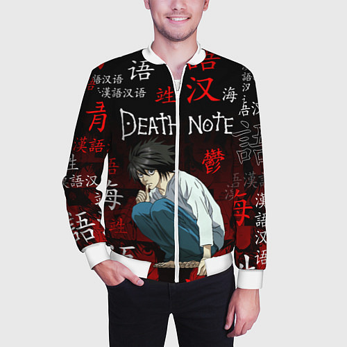 Мужской бомбер ТЕТРАДЬ СМЕРТИ / 3D-Белый – фото 3