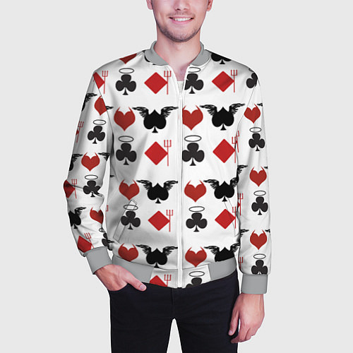 Мужской бомбер Карточные масти / 3D-Меланж – фото 3