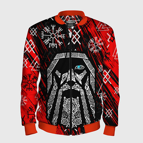 Мужской бомбер БОГ ОДИН СИВОЛИКА / 3D-Красный – фото 1
