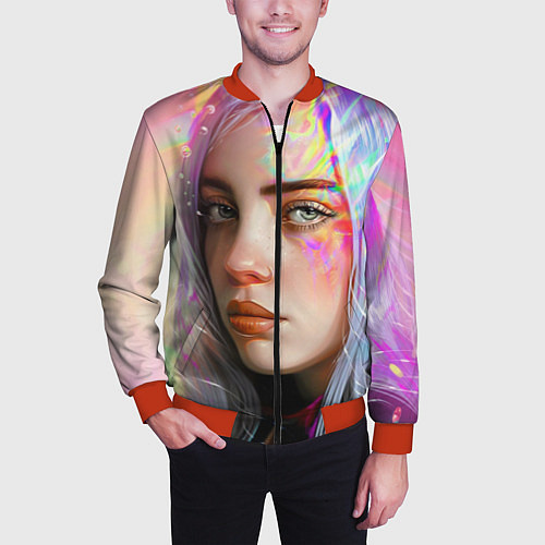 Мужской бомбер Billie Eilish / 3D-Красный – фото 3