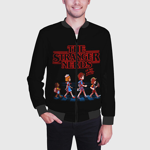 Мужской бомбер The Stranger Nerds / 3D-Черный – фото 3