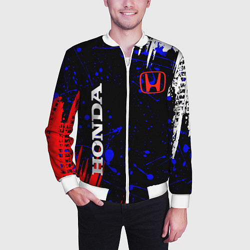 Мужской бомбер HONDA / 3D-Белый – фото 3