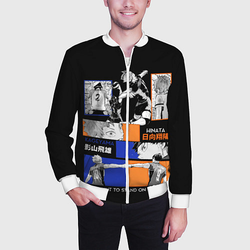 Мужской бомбер Хината и Кагеяма / 3D-Белый – фото 3