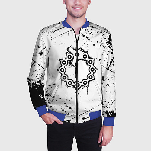 Мужской бомбер МЕЛИОДАС 7 СМЕРТНЫХ ГРЕХОВ / 3D-Синий – фото 3