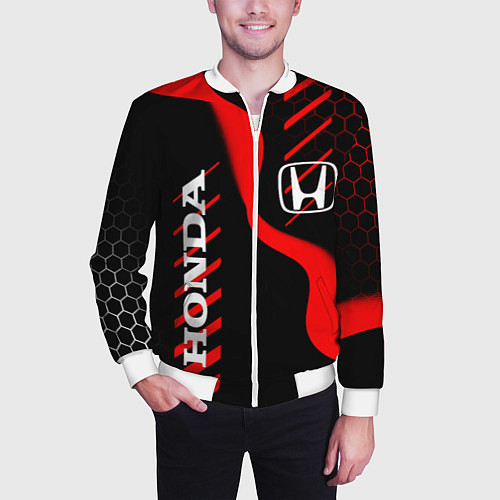 Мужской бомбер HONDA ХОНДА СПОРТ / 3D-Белый – фото 3