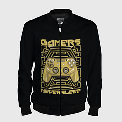 Бомбер мужской GAMERS NEVER SLEEP, цвет: 3D-черный