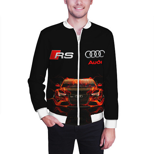 Мужской бомбер AUDI RS 5 FIRE АУДИ РС 5 / 3D-Белый – фото 3