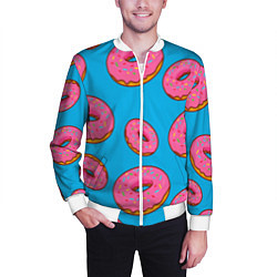 Бомбер мужской Пончики, цвет: 3D-белый — фото 2