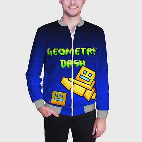 Мужской бомбер Geometry Dash / 3D-Меланж – фото 3