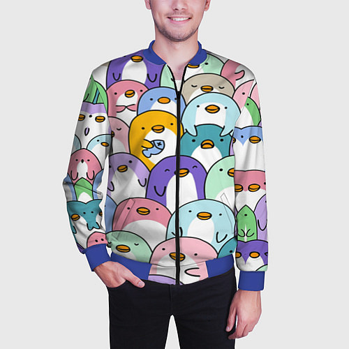 Мужской бомбер Пингвины / 3D-Синий – фото 3