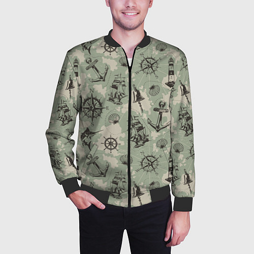 Мужской бомбер Морская карта / 3D-Черный – фото 3
